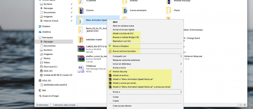 C&oacute;mo pod&eacute;s reducir el tama&ntilde;o del men&uacute; contextual de Windows