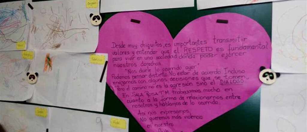 Ni&ntilde;os de jard&iacute;n dibujaron represi&oacute;n a docentes