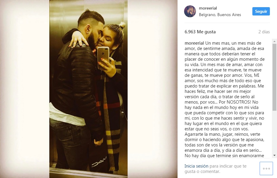 More Rial y su romántica carta por los 6 meses de noviazgo 