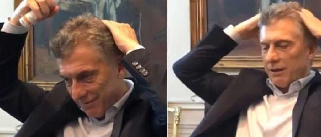 Macri subió un video probando un spray para el pelo