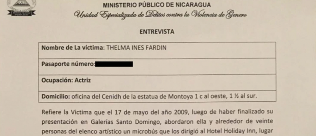 La denuncia completa de Thelma Fardín a Juan Darthés en Nicaragua
