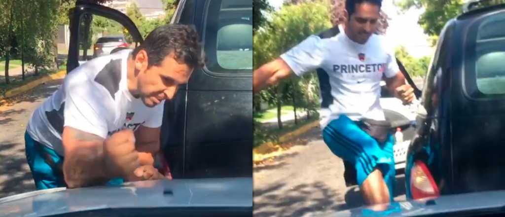 Filman a stripper argentino destrozando el auto de una mujer en Chile