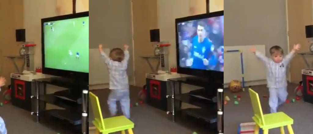 Video: la divertida reacción de un nene por gol de su equipo en un clásico