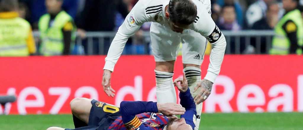 Video: Sergio Ramos golpeó a Messi y casi se arma en el derby español