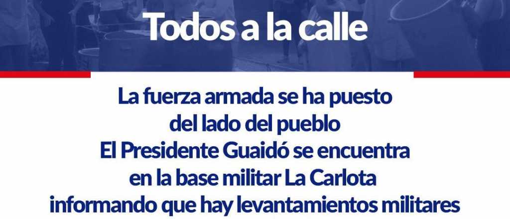 Venezuela: Guaid&oacute; anunci&oacute; que prepara para hoy el fin de Maduro
