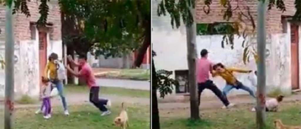 Video: arrestaron a un hombre por golpear a su pareja con su hija en brazos