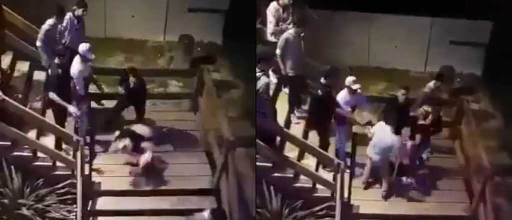 Video: un patovica tiró a una chica y a un chico por la escalera de un boliche