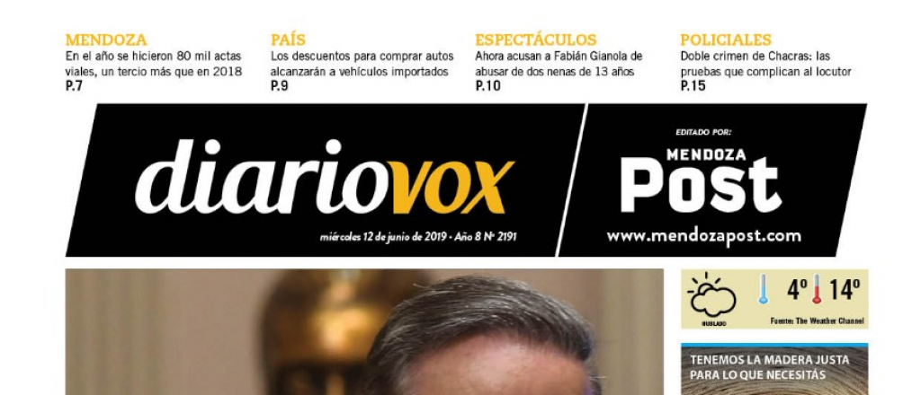 Tapa y contratapa de Diario Vox de este mi&eacute;rcoles 12