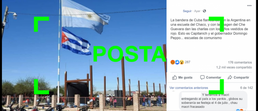 Sí, hubo un acto escolar en Chaco donde se izó la bandera junto a la de Cuba