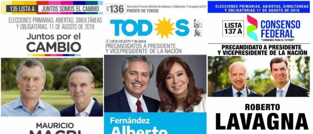 As&iacute; son las boletas presidenciales de los frentes que competir&aacute;n en las PASO