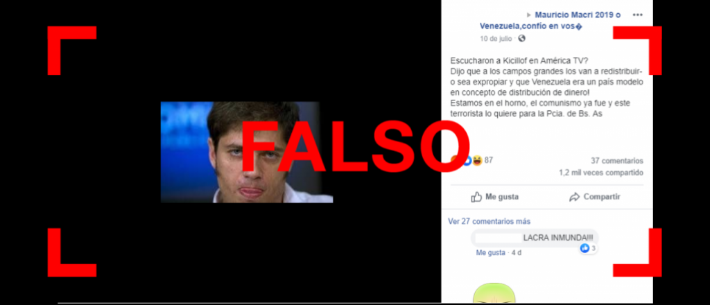 Es falso que Kicillof dijo querer expropiar campos y que Venezuela es un modelo