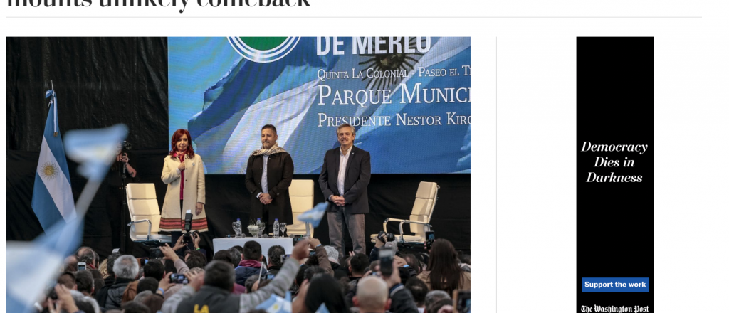 El Washington Post habló del "impensado regreso" de CFK 