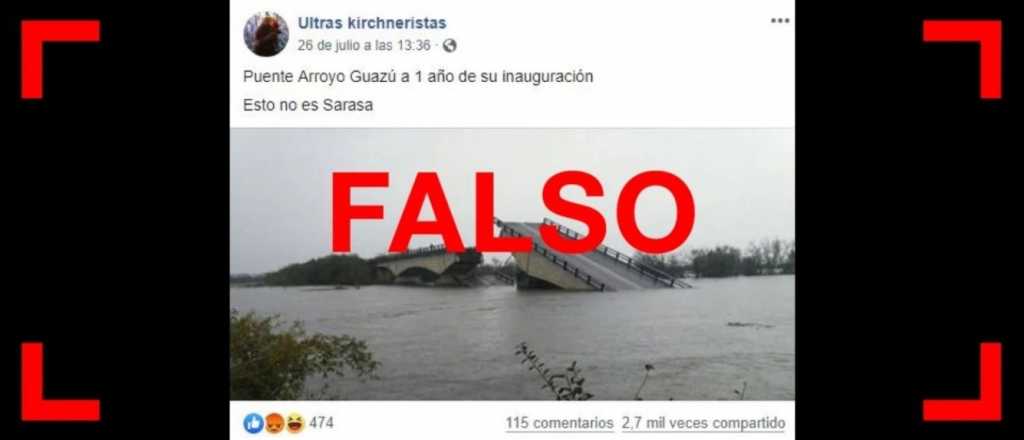 No, este puente en Corrientes no se cayó a un año de su inauguración 