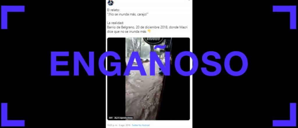 El Video de la calle inundada no es donde Macri dijo que no se inunda más