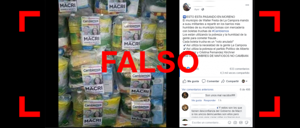 Es falso que en Moreno est&aacute;n repartiendo boletas truchas de Cambiemos