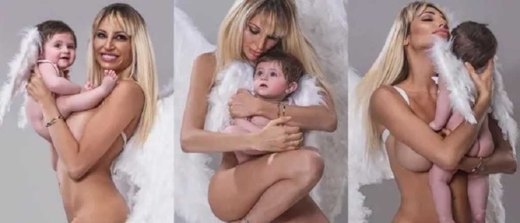 Vicky Xipolitakis posó desnuda junto a su hijo en la tapa de una revista