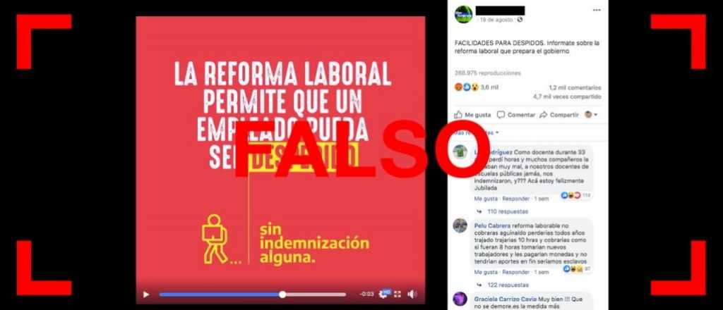 Es falso que la reforma laboral propuesta por el Gobierno "permite que un empleado pueda ser despedido sin indemnización alguna"