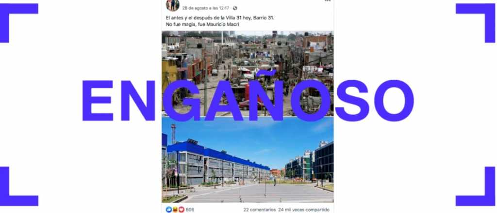 Es enga&ntilde;oso el posteo que compara dos lugares de la Villa 31