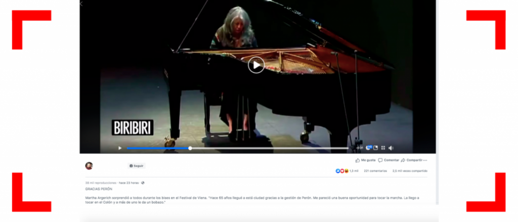 No, no es real este video de Martha Argerich tocando la marcha peronista