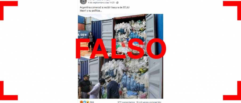 Es falsa la publicaci&oacute;n que muestra que lleg&oacute; basura desde los EE.UU.