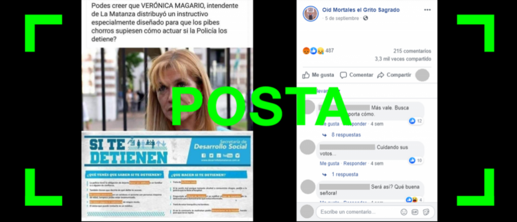 Es verdadero que Magario distribuy&oacute; folletos que ense&ntilde;an sus derechos a j&oacute;venes detenidos&nbsp;