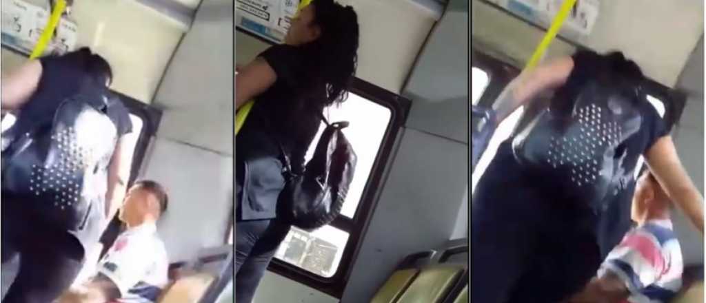 Video: una joven celosa insulta y golpea a su novio en un micro, en Guaymallén