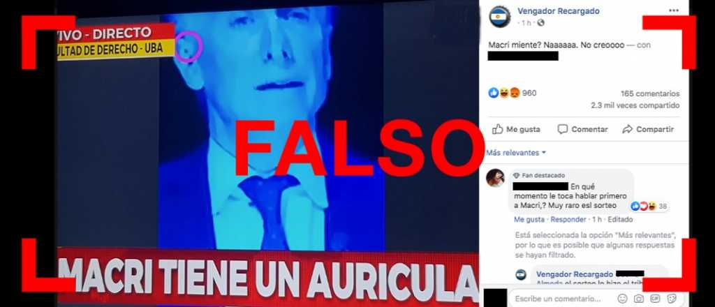 Es falso que Macri tenía un auricular durante el debate presidencial