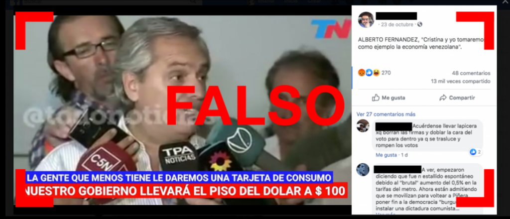 Falso: Alberto F. no dijo "nuestro gobierno llevar&aacute; el d&oacute;lar a un piso de 100"