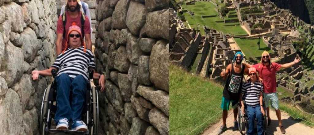 Un joven subi&oacute; el Machu Picchu con su amigo discapacitado en brazos