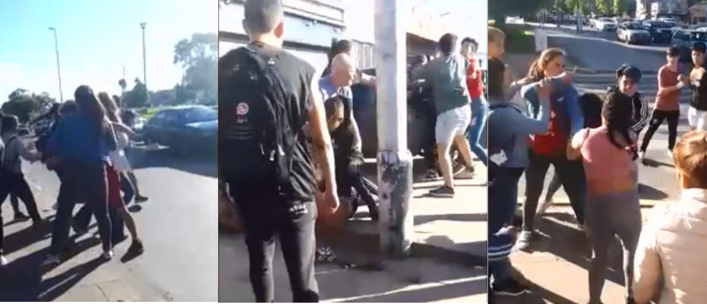 Video: brutal pelea entre chicas y chicos de dos colegios de La Plata