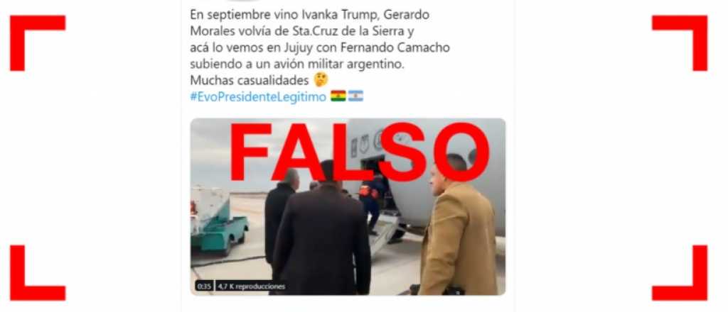 Es falso que Gerardo Morales viajó en un avión con el líder boliviano Luis Fernando Camacho