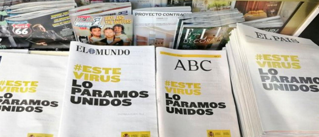 Diarios espa&ntilde;oles publican la misma portada con la frase #EsteVirusLoParamosUnidos 