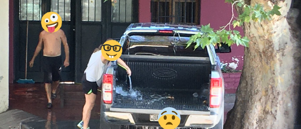 Rompió la cuarentena para lavar el auto con manguera en plena siesta