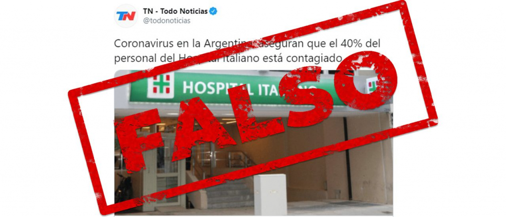 Es falso que el 40% del personal del Hospital Italiano tenga coronavirus