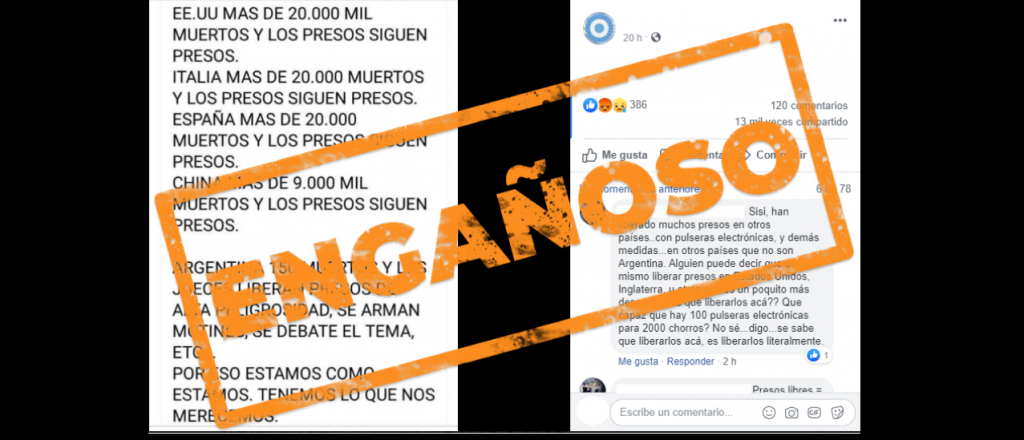 Presos liberados: es enga&ntilde;oso el posteo que compara a la Argentina con otros pa&iacute;ses