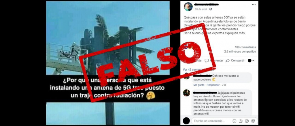 No, esta imagen de una supuesta antena de 5G no es de la Argentina