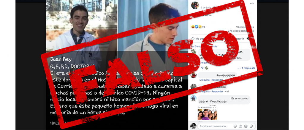 Es falsa la imagen del médico fallecido en Corrientes