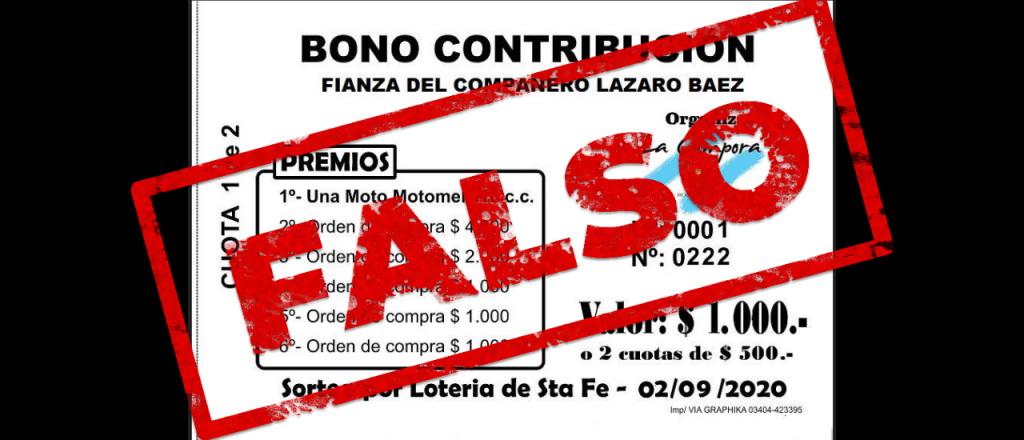 Es falso el "bono contribución" para pagar la fianza de Lázaro Báez