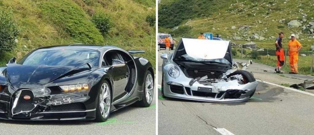 Para el infarto: choque millonario entre un Bugatti Chiron y un Porsche 911