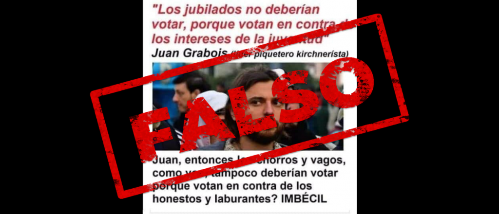 Es falso que Grabois dijo que los jubilados no deber&iacute;an votar