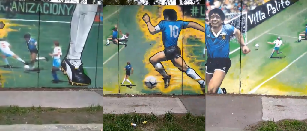 Impresionante mural del gol de Maradona a Inglaterra