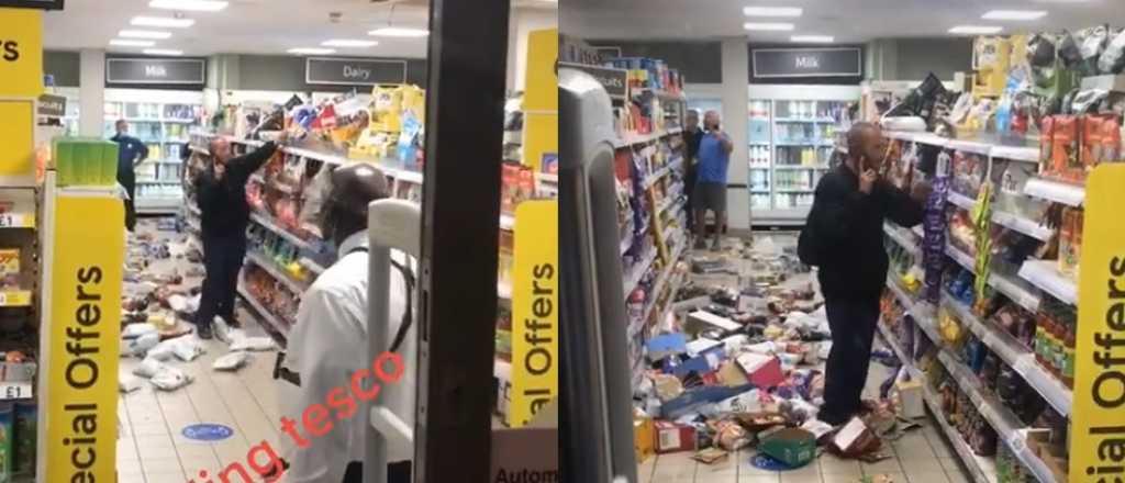 Video: lo obligaron a ponerse el tapabocas y destrozó un supermercado 