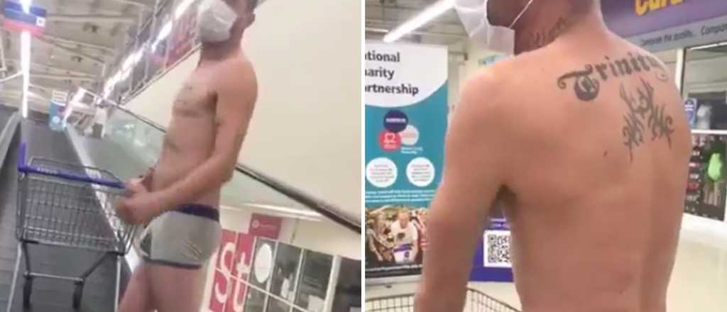 Semidesnudo, un hombre paseo por un supermercado