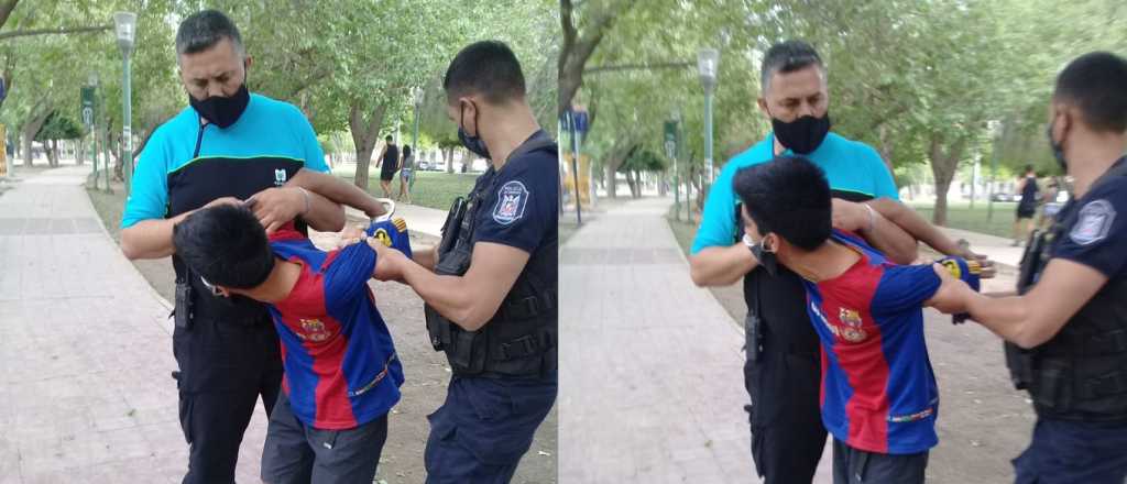 Detuvieron a un chico por romperle la luneta a piedrazos a un taxi