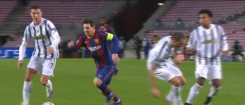 Bonucci quiso frenarlo y Messi le metió un caño brutal