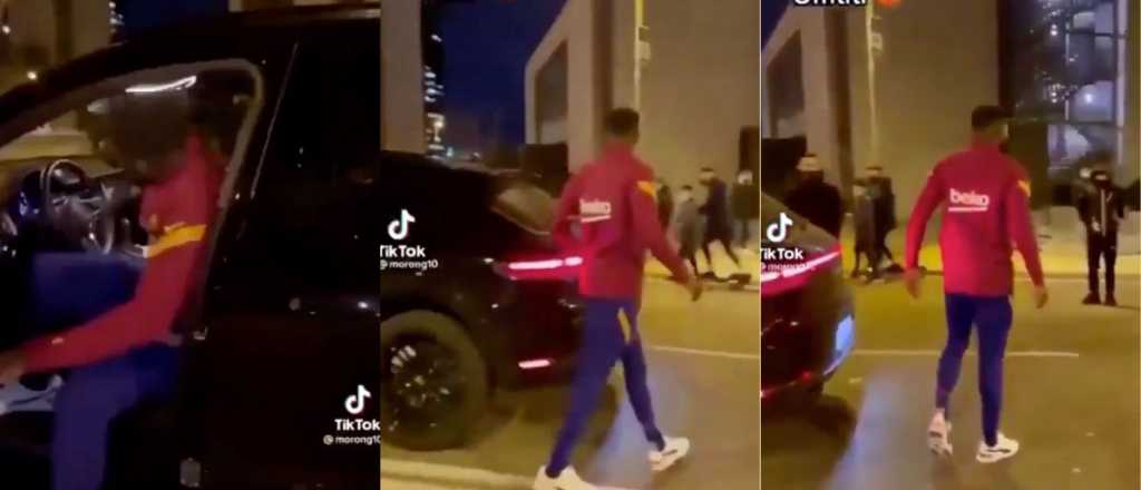 Umtiti se bajó del auto y fue a buscar a hinchas del Barcelona