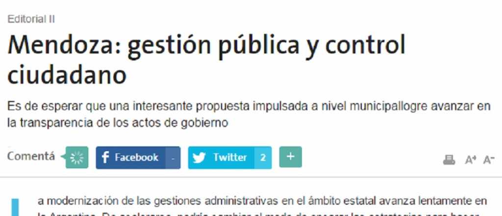 Destaca La Naci&oacute;n novedosa propuesta de control ciudadano en Mendoza