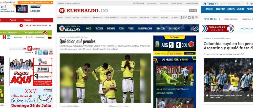 Los diarios colombianos lamentaron la "justa" derrota