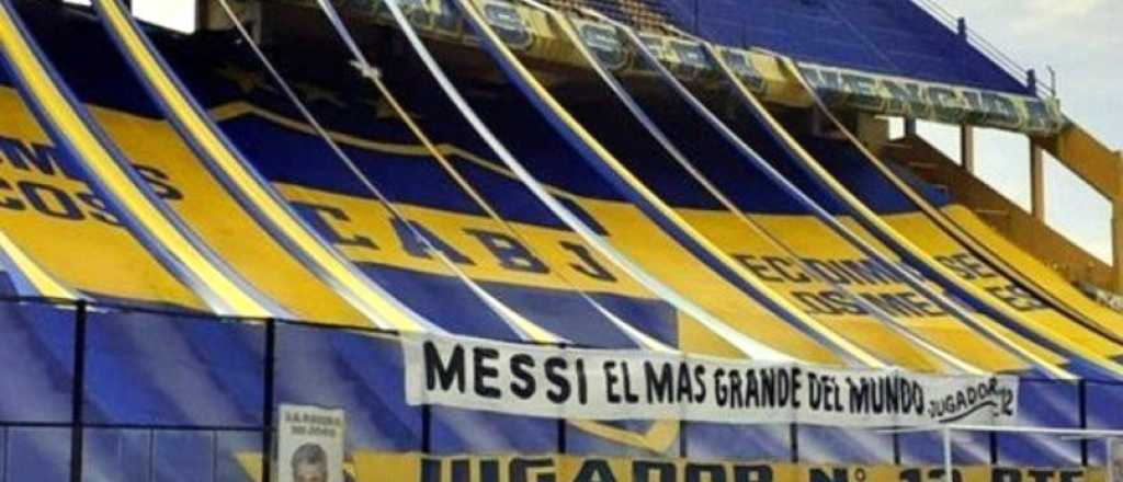 La bandera de La 12 para Messi, ¿provocación?