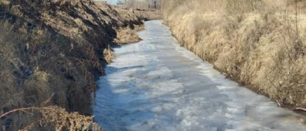 Fotos y video: un arroyo se congeló en San Carlos